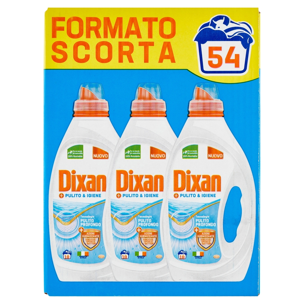 DIXAN Liquido Pulito & Igiene 3x18=54 Lavaggi 3 x 900 ml